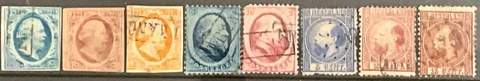 Netherlands #Mi1-Mi5 #Mi7-Mi9 Used CV€268.00 1852-1867 Willem III [1-5 7-9] Cover