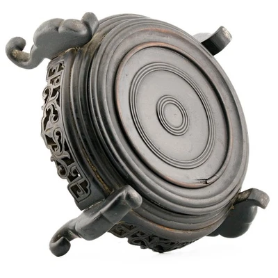 Antique Chinese Carved Wood Stand Archaic Round Base Qing Dynasty Era 19th Cen - Image 1 of 4