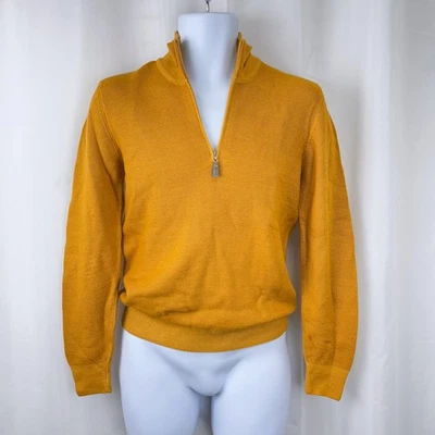 Gran Sasso Syd Jerome 1/4 Quarter Zip Honeycomb Knit Sweater Gold ITA46/Small - Image 1 of 4