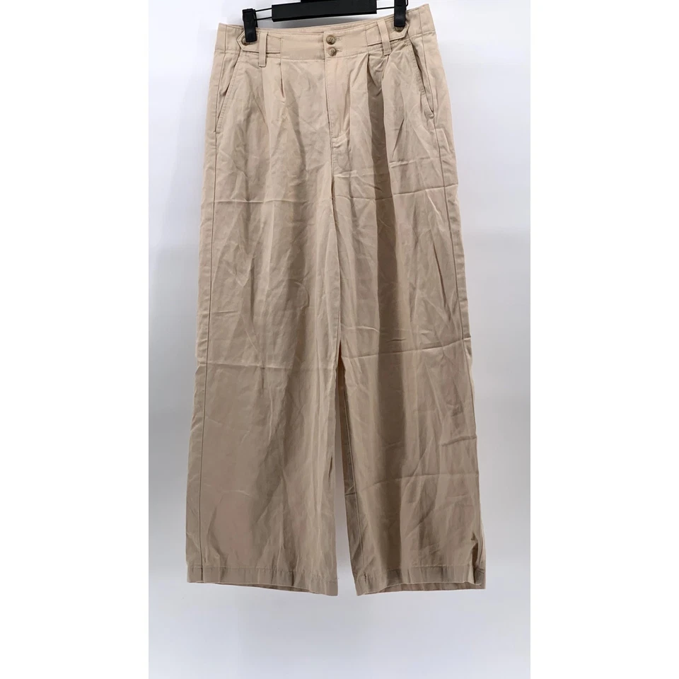 MADEWELL Women’s Petite Tan The Harlow Wide-Leg Double-Button Pleated Pant SZ 6P - Image 1 of 4