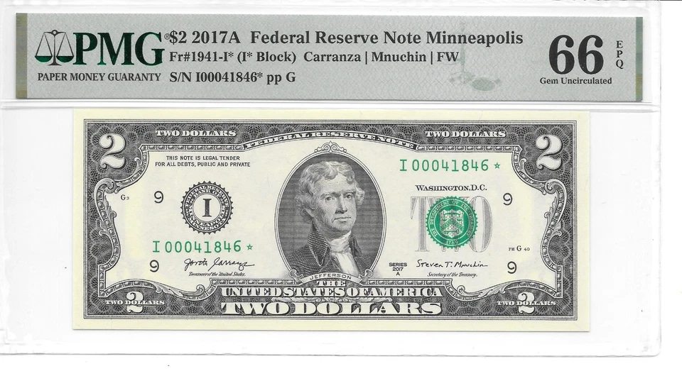2017A* MINNEAPOLIS STAR $2 FRN PMG 66 EPQ Gem Uncirculated (1st Print Release) - Image 1 of 4