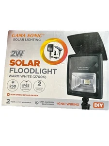 Gama Sonic Solar Flood Light 2-Watt Black Solar Outdoor Integrated LED Flood - Picture 1 of 4