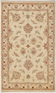 3x5 Handmade Wool Rug Beige Neutral Chobi Rug Transitional Accent Rug - Picture 1 of 11