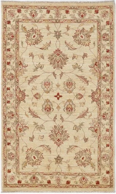3x5 Handmade Wool Rug Beige Neutral Chobi Rug Transitional Accent Rug - Image 1 of 4