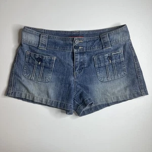 Unionbay Low Rise Denim Shorts 9 Blue Y2K Cargo Pocket Utility Stretch Retro - Picture 1 of 9