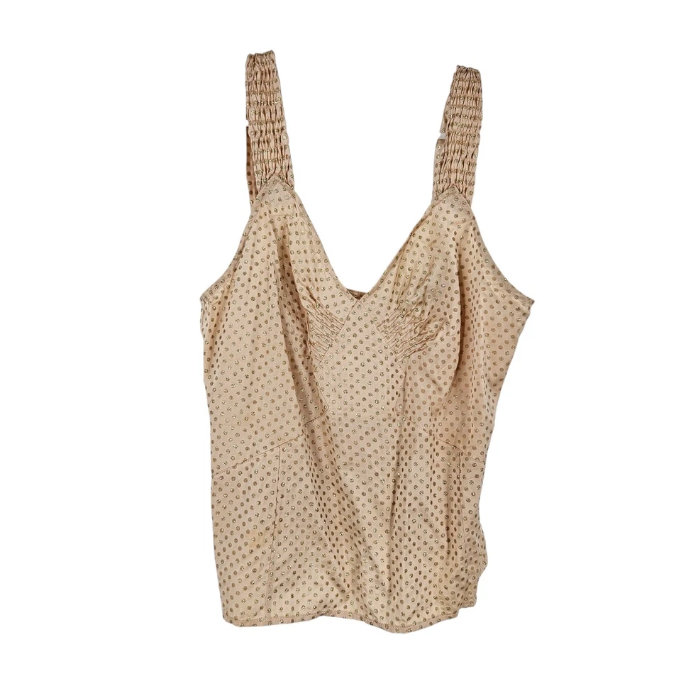 Camiseta sin mangas Marc Jacobs y2k oro rosa metalizado seda lunares sin mangas talla 8 Foto 1 de 4