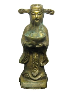 Vintage Chinese Hand Made Bronze Buddha Sculpture / God of Wealth Figurine - Bild 1 von 10