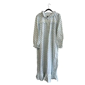 Camicia da notte vintage Adonna 2x bianca blu floreale colletto con volant nuova con etichetta cottage nonna - Foto 1 di 9