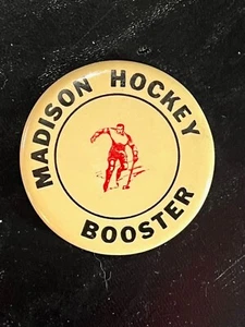 Vintage MADISON WI HOCKEY BOOSTER Pin Pinback Button - Picture 1 of 4