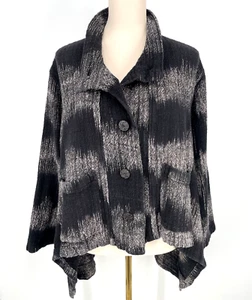 Yasuko Kurisaka Womens one size Textured Stripe Handwoven Jacket Lagenlook knit - Picture 1 of 10