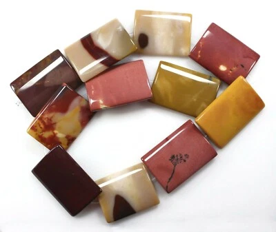 Moukaite Jaspe 35x25mm Contas Retangulares 15" Strand / 11 Contas Mookaite (126) - Imagem 1 de 2