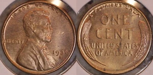 Centavo de trigo Lincoln 1936 S 1C rojo marrón gema ¡Bu! 36S599 - Imagen 1 de 3