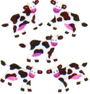 PRISMATIC COW COWS Sandylion Stickers -1 square ~VINTAGE~RARE - Picture 1 of 1