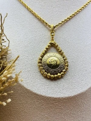 Dorika Ceyrek Gold Münze Kette 22 Karat Vergoldet Altin Kaplama Burma Tam Tugra - Bild 1 von 4