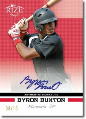 Autógrafo de novato Byron Buxton 2012 Rize rojo automático RC #/10 Foto 1 de 2