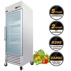 27in Reach-in Commercial Refrigerator Stainless Steel Swing Glass Door 23 CF USA - Picture 1 of 12