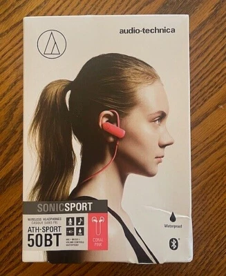 Audio-Technica ATH-SPORT50BT SONICSPORT Bluetooth Wireless Headphones Pink - NEW - Image 1 of 4