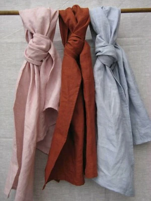 Washed 100% linen scarf, Softened linen scarves in 16 colors, Gift for Women Men - Image 1 of 4