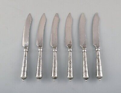 Danish Silversmith. Six Antique Knives In Silver (830) With Flower Chisels • 534.42$
