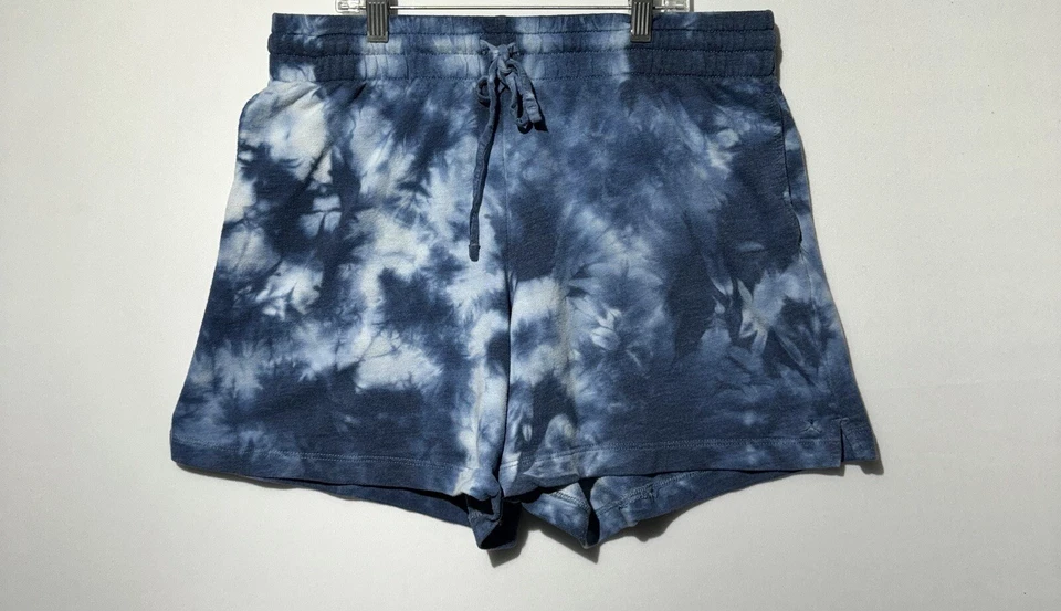 Pantalones Cortos Danskin Mujer Azul Sudaderas Algodón Tie Dye Cordón Damas Talla M Foto 1 de 4