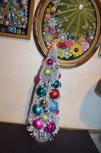 Christmas Tree Large Bottle Brush Flocked Decorated 18.25" - Picture 1 of 5