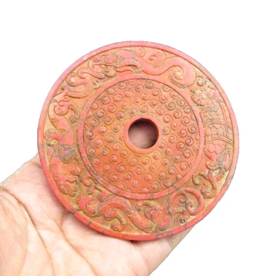 China, jade antiguo, coleccionables, piedra de pino rojo, dragón y tigre y jilguero y xuanwu, choi Q6 Foto 1 de 4