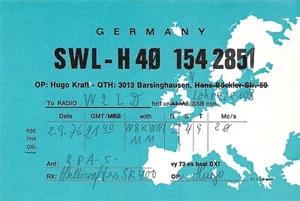 QSL-Karte CB Amateurfunk Postkarte W2LD 1976 Deutschland SWL-H 40 154 2851  - Bild 1 von 2
