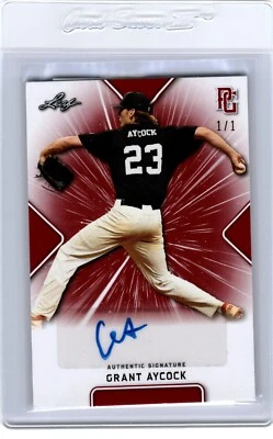 2021 Leaf Perfect Game AUTO Red 1/1 Proof GRANT AYCOCK Greensboro North Carolina - Image 1 of 2