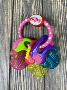 Nuby Pink Key Ring Toy Teether Baby Kids Toddler Purple Green Yellow Blue - Picture 1 of 2