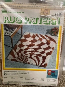 Spinnerin Latch Hook Rug Pattern 34"x48" #228 "Checkers-In-The_Wind" - Picture 1 of 3