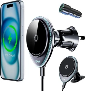 KPON for Magsafe Car Mount Charger,15W MAX Magnetic Phone Holder black - Picture 1 of 7