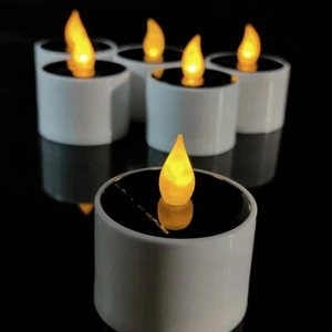 1-12PCS Solar Powered LED Candles Flameless Electronic LED Tea Lights Lamp Decor - Picture 1 of 21