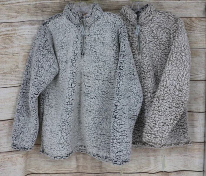 J America Womens Size Medium Large 2XL Quarter Zip Sherpa Sweater Tan Ivory Foto 1 de 1