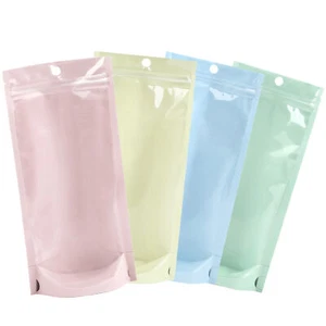 100 sacchetti stand up colorati e trasparenti richiudibili plastica sacchetti imballaggio alimenti - Foto 1 di 12