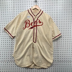 VTG 30s Bauers BEE’S Baseball Jersey Mens Large Beige Red Chainstitch 20x30 - Picture 1 of 18