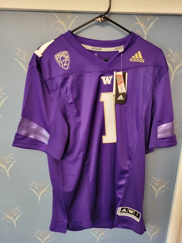 Adidas Men's Large UW University of Washington Huskies Football Jersey #1 $120 Cover