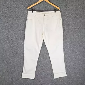 NEW Trenery Womens Jeans Size 14 White Denim Boyfriend High Rise Stretch - Picture 1 of 10