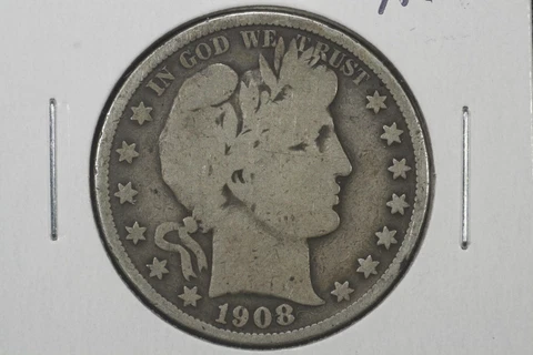 1908 50C Barber Half Dollar, Choice Good Cover
