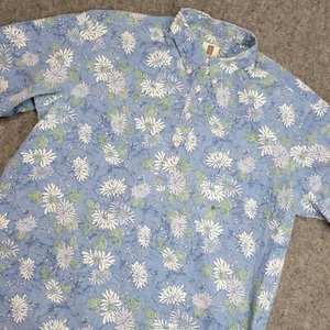 Tori Richard Hemd Herren XL Blau Blumen Hawaii Hergestellt in den USA Resort Aloha Island - Bild 1 von 12
