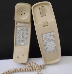 Vintage Telko Model 0702 Desk Wall Mount Phone beige Tan Push Button Not Tested - Picture 1 of 9