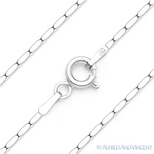 Collar de cadena italiana de eslabones Boston cardano planos de plata de ley .925 Italia de 1,2 mm - Imagen 1 de 2