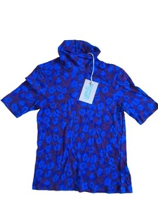 New Gorman Leopard Berry Polo Merino Blend Rollneck Short Sleeve Top Size 8 - Picture 1 of 4