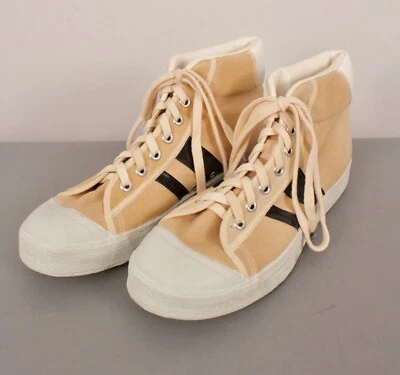 Zapatillas/zapatos de lona beige a rayas para hombre de colección como nuevos años 70 80 JC Penney Foto 1 de 4