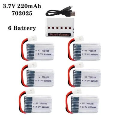 4/5/6pcs 3.7v 220mah Lipo Battery For Syma X4 X11 X13 Rc Quadcopter Spare Parts - Image 1 of 4