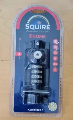 Squire Combi Bolt 4 Combination Lock Slide Barrel Shed Gate Blue Chrome, 120mm - Image 1 of 2