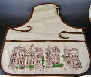 Vintage Kitchen Apron, Brownstone Design - Picture 1 of 4