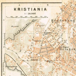 OSLO  Original  MAP 1912 NORWAY CHRISTIANIA KRISTIANIA  city plan - Picture 1 of 9