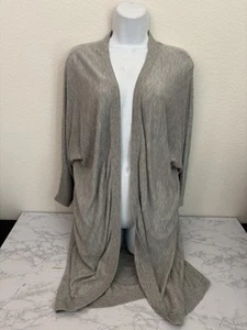 H&M Women's Long Open Front Cardigan Sweater Size Large Gray Pockets J1 - Picture 1 of 5