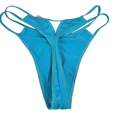 Vintage Rampage Thong Panties Double String Bikini Medium Cutout Keyhole Satin - Image 1 of 4