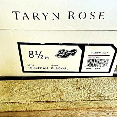 Zapatos para mujer Taryn Rose TR-Megan charol negro cuña mulas detalle de flores” Foto 1 de 4